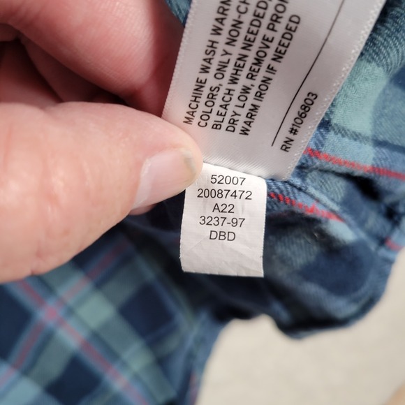 Duluth Trading Co Flannel Shirt Mens 3XL Tall Blue Plaid Relaxed Fit 3237-97 - Picture 4 of 12